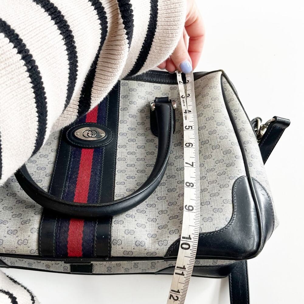 Gucci Ophidia Vintage Canvas Micro GG Monogram Messenger Bag Satchel Gray Black - Picture 12 of 12